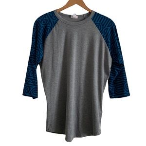 LulaRoe Gray Blue 3/4 Top Size Large